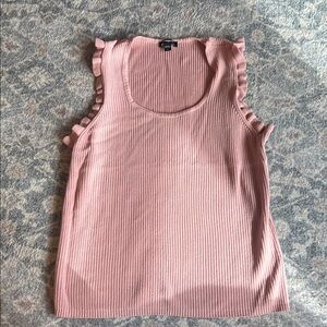 Express Ribbed Pink Tank Top with Ruffles